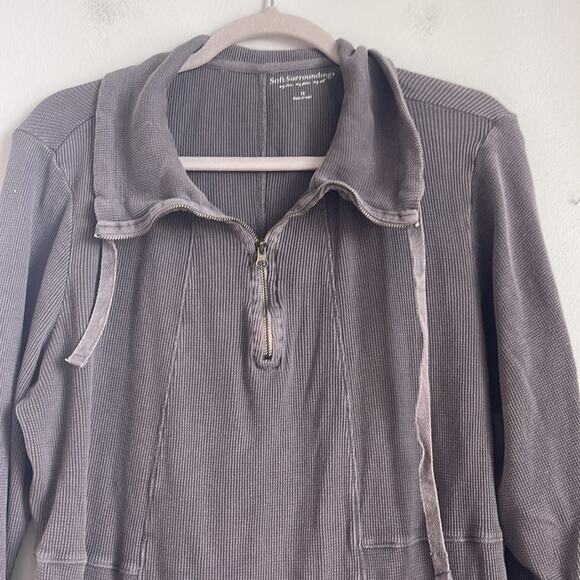 Soft Surroundings Fireside 1/4 zip waffle knit Henley thermal tunic top sz XL - Picture 2 of 7